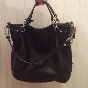 Black leather Coach tote bag